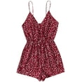 thumbnail image 1 of Women's Leopard Print Wrap Spaghetti Strap Romper Cami Jumpsuit, 1 of 5