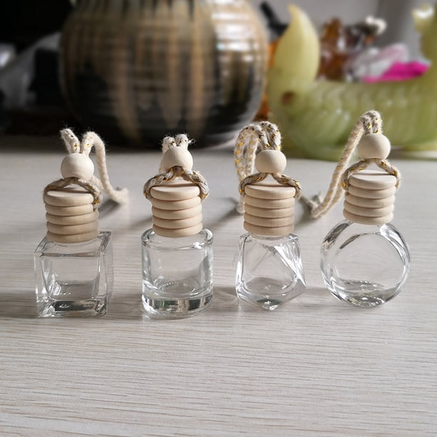Botella vacía de perfume para coche, colgante para espejo retrovisor, botella de perfume de cristal para coche, botella vacía, decoración para coche, aromaterapia, 8 ml
