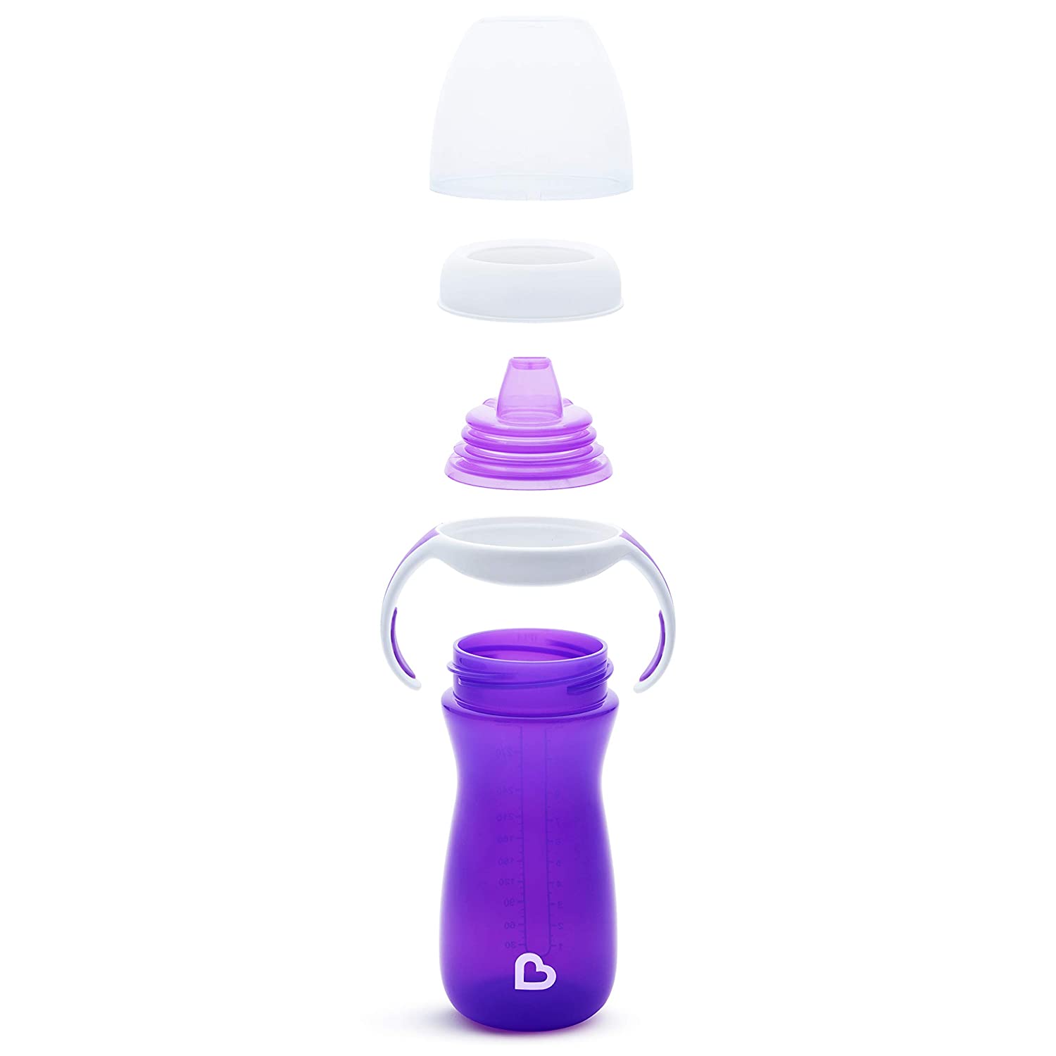 Munchkin Gentle Transition Sippy Cup with Trainer Handles, 10 oz, Purple/Pink, 2 Pack
