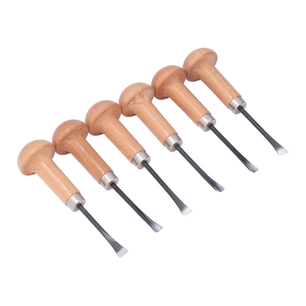 Herramientas de Cincel de Tallado de Madera, Cómodo Set de Taller de Acero Resistente Al Desgaste de La Madera Colada de Cincel Sin Caída 6pcs Con Caja de Madera para Carpinero