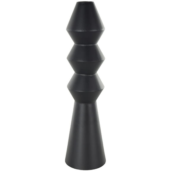 DecMode 24" Art Deco Fluted Black Metal Vase