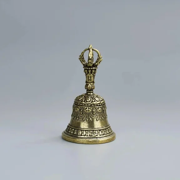 Handcrafted Carved Bronze Hand Bell, Premium Handheld Shaker Bell with Clapper Handle, Produces Calming Soothing Tones for Relaxation and Meditation, Ideal for Ceremonies, Weddings, Schools,