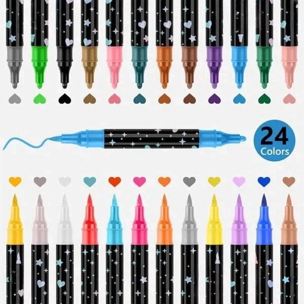 YZEGDCH 24Pcs Glitter Double-sided Markers Pen: 48 Glitter Colors Metallic Shimmer Marker Fine Tip Water-based Ink for Kids Adults DIY Crafts Greeting Birthday Cards Making Mugs Wood, Best Gifts