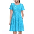 thumbnail image 1 of Balery Sky Blue Glitter Vestidos sueltos de manga corta para mujer, vestidos de verano 2025, vestidos casuales de corte A con vuelo., 1 of 6