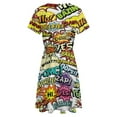 thumbnail image 5 of Comics Pop Art Short Sleeve Dress Women Summer Evening Dresses Ladies Sundress, 5 of 7