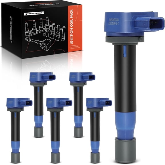 A-Premium Engine Ignition Coil Pack Compatible with Honda Accord 2000-2003 3.0L, Odyssey 1999-2010 3.5L & Acura TL 1999-2008 3.2L 3.5L, CL 2001-2003 3.2L, RL 2005-2008 3.5L, Blue, Set of 6