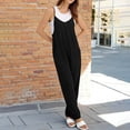 thumbnail image 2 of Sentmoon Overalls for Women Classy Outfits for Women Regular Fit Solid Color Sleeveless V Neck Adjustable Strap Women Rompers Summer with Pockets S-2XL, 2 of 7