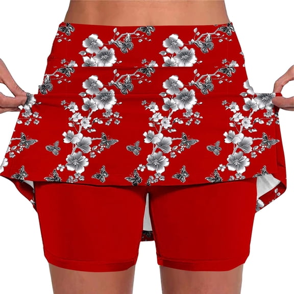 Ladies Shorts Dressy Casual,Women's Athletic Skorts Elastic Tennis Yoga Shorts Hight Waist Floral Print Skirts Tummy Control Skinny Joggers 2026