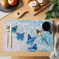 thumbnail image 2 of Blue Butterfly Coastal Placemats Set of 4 Summer Beach Ocean Wave Place Mats Indoor Wipeable Table Mats Washable Cloth Dining Table Placemats for Kitchen Holiday Party Home Decor 13x19 Inch, 2 of 9