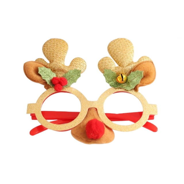 Wosthever Gafas de Navidad Marco Festival Fiesta Año Nuevo Navidad Comedor Hotel Oficina Café Decoración Foto Prop Ornamento para niños Kits de decoración para fiestas campana de oro