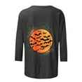 thumbnail image 4 of FAVIPT Halloween Shirts for Women 3/4 Length Sleeve Round Neck Blouses Funny Basic Printed Loose Tees Casual Trendy Fall 2025 Shirts Black,M, 4 of 5