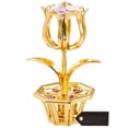 thumbnail image 3 of matashi tulip flower table top ornament crystals | decorative, shiny metal artwork with planter base | elegant home dcor | gift for thanksgiving, christmas, new year (silver, purple crystals), 3 of 7