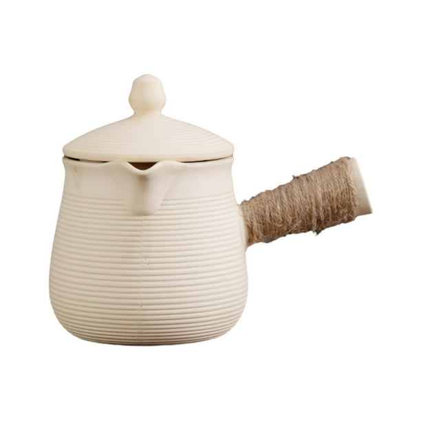 Tetera de cerámica con tapa Tetera Hervidor de té Hervidor de té de hojas sueltas y en flor con Blanco