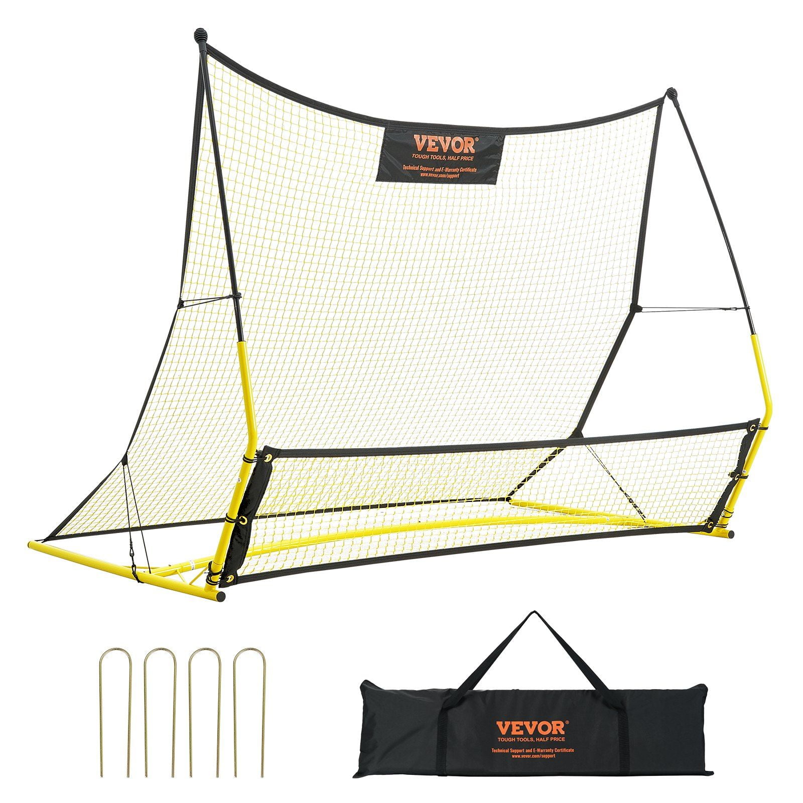 71"x40" Soccer Practice Rebounder Net, Durable Iron Football Trainer – 2-in-1 Portable Design for Passing, Volley & Solo Drills