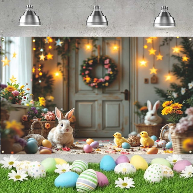 Ovzne Easter Happy Background Cloth Style Easter Party Scene Decoration Background On Clearance