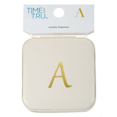 Time and Tru Jewelry Organizer, Ivory with Gold Initial, Letter A