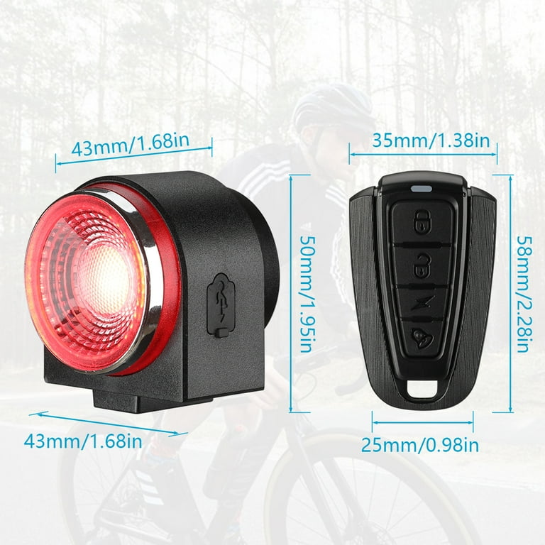 Ouspow Bike Smart Rear Light with Alarm Lock Anti theft Bicycle