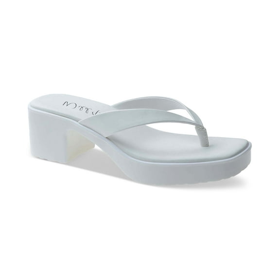 Wild Pair Apolo Slip-On Platform Thong J White Patent 9M