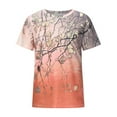 thumbnail image 2 of QLEICOM Womens Summer Tops Oversized T-shirts Floral Print Crewneck Printed Short Sleeve Casual Loose Tunic Tank Tops Women Shirts Blouses Orange L, 2 of 5