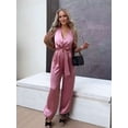 thumbnail image 2 of HH TRAF 2024 Monos de mujer de calle Mono rosa con escote en V sin mangas con espalda descubierta y cinturón con cremallera Mono de verano para mujer a la moda, 2 of 5