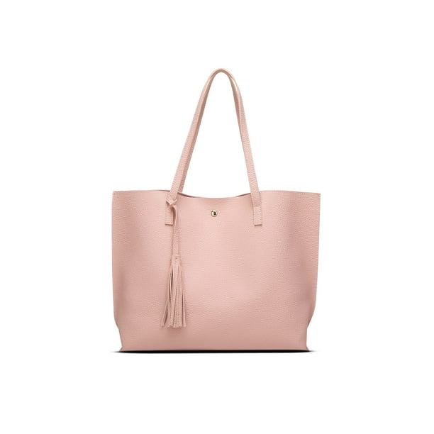 Dreubea Bolso de hombro de piel sintética suave para mujer, bolso de mano con borlas de gran capacidad