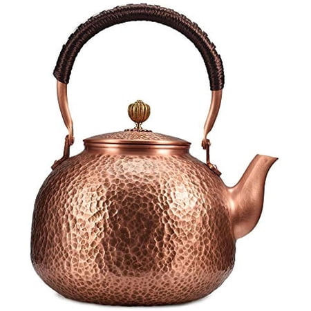 Wollet Handmade Solid Copper Tea Pot Kettle Stove Top Teapot Hammered, Capacity:1.5L