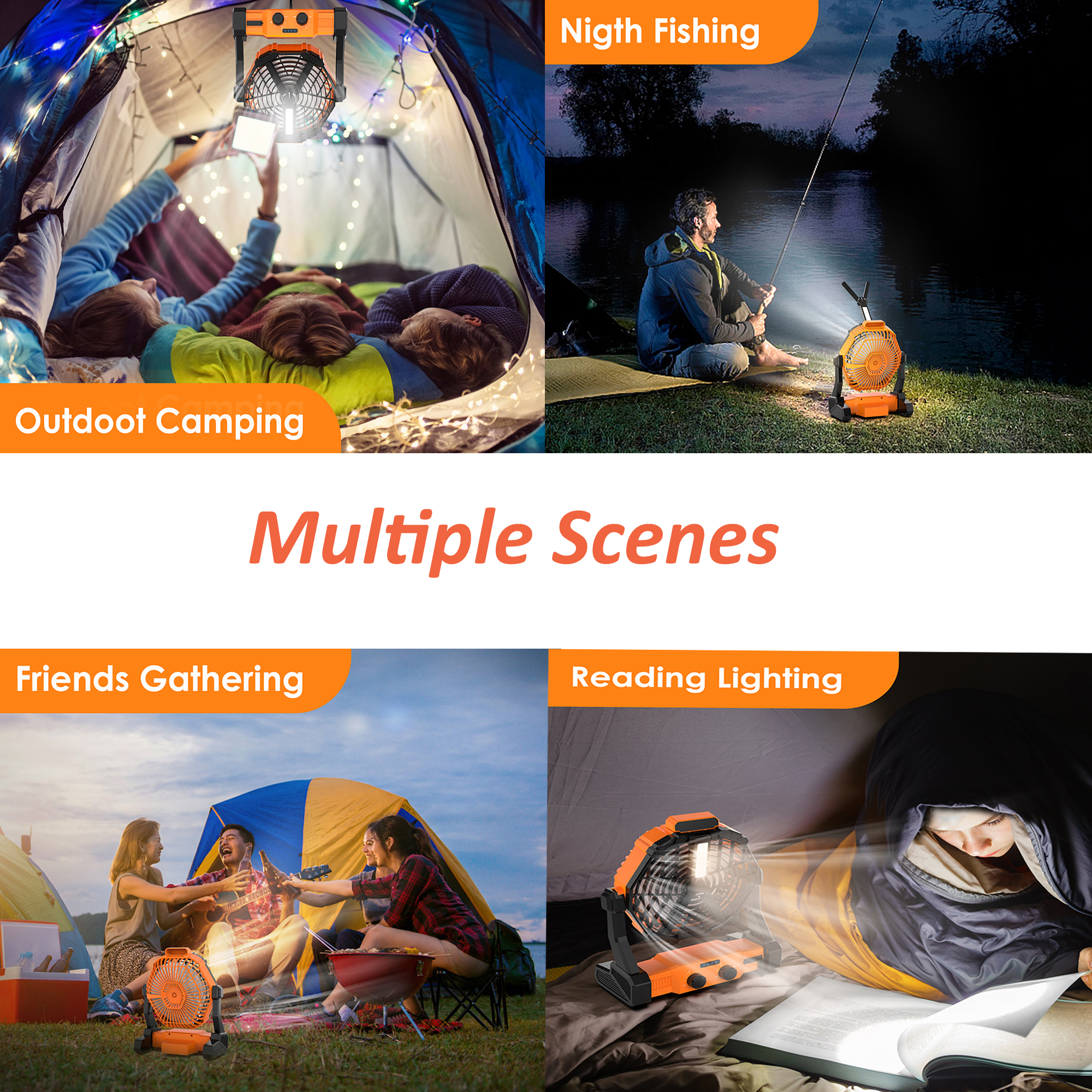 Uarter 7-Inch 4-Speed Portable Rechargeable Camping Fan
