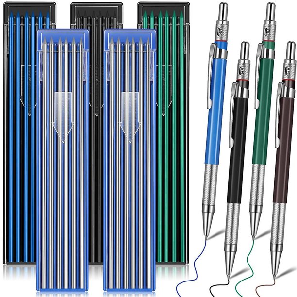 Welder Pencil With 60 Pieces Round Refills Mechanical Pencil Metal ...