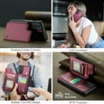 thumbnail image 3 of Mantto Case for Samsung Galaxy A13 5G with Card Holder, Retro PU Leather RFID Blocking Credit Card Slots Double Magnetic Clasp Flip Kickstand Shockproof Phone Cover for Samsung Galaxy A13 5G,Winered, 3 of 9