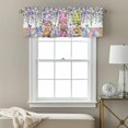 thumbnail image 3 of Spring Gnomes Valance Curtain for Windows Watercolor Purple Blue White Floral Leaf Butterflies Wood Grain Rod Pocket Curtain Valances Short Window Treatments for Kitchen Bathroom Laundry 54 x 18 Inch, 3 of 9