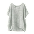 thumbnail image 4 of White Women's Short Sleeve T-shirt, Women'S Summer Short Sleeve Solid Casual Loose Linen Top,Women's Short sleeve T-shirt XL, 4 of 4