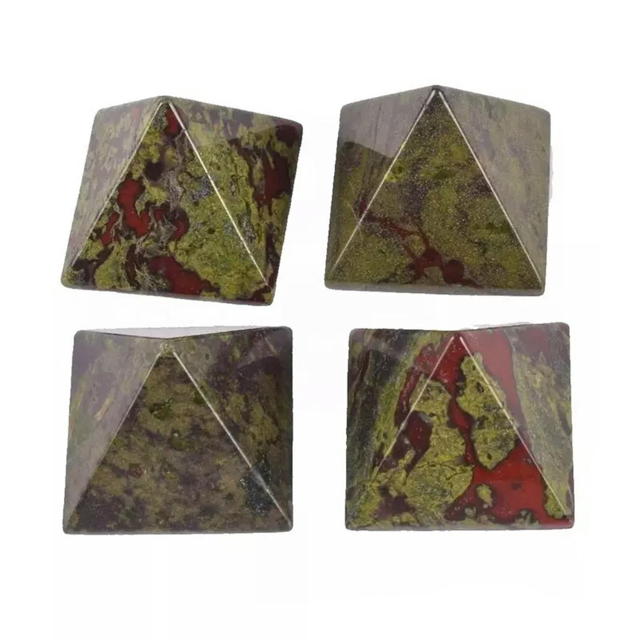 EOEMY 5Pcs Natural Dragon Blood Quartz Crystal Pyramid Healing Orgonite Gemstone Tower