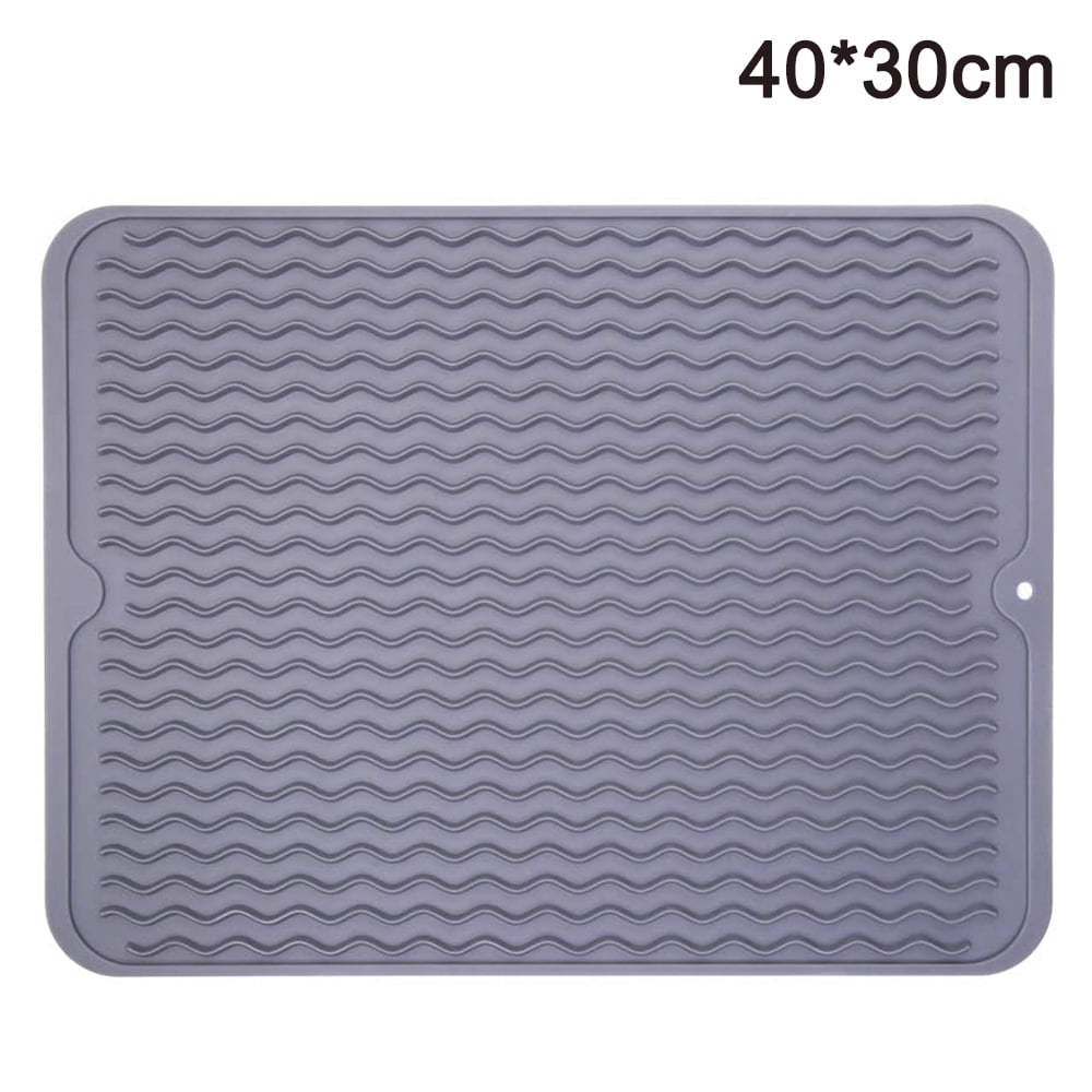 Grey 15 X 11 Inch Heat Resistant for Kitchen & Dishwasher Safe. Non-slip Fast Drying Miusco Silicone Dish Drying Mat
