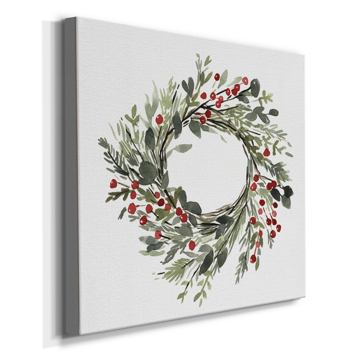 Holly Farmhouse Wreath II- Gallery Wrapped Canvas