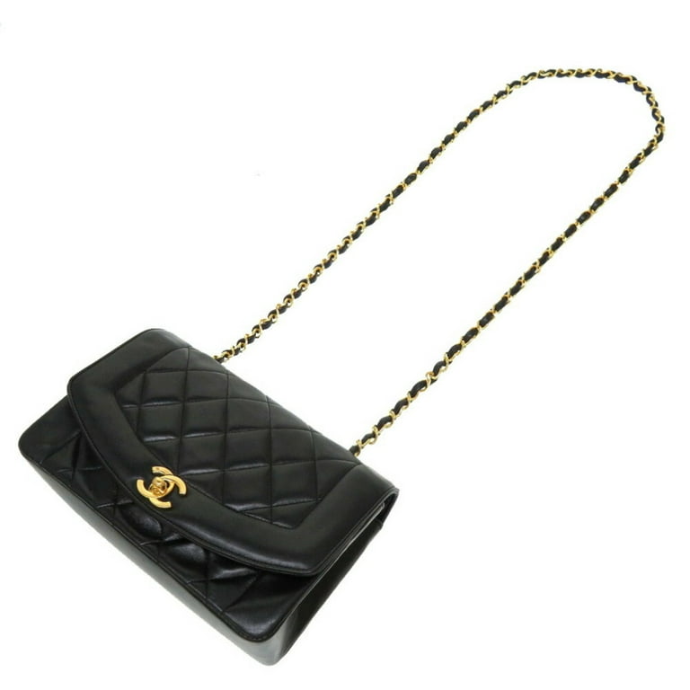 Pre-Owned Chanel Diana 22 Small Lambskin Black Matelasse Cocomark