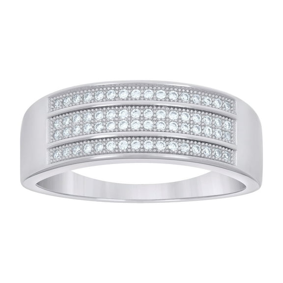 Sterling Silver Mens 0.50 Cttw Moissanite Fashion Bridal Anniversary Engagement Wedding Band Ring Size 10