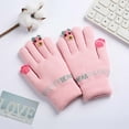 thumbnail image 2 of Clearance! Fdelink Children Baby Boys Girls Winter Warm Skiing Gloves Kids Cartoon Bear Knitted Full Finger Mittens Gloves, the Outfits (Pink), 2 of 4