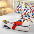 thumbnail image 4 of Erosebridal Rustic Bird Wildlife Bed Spread Queen,Watercolor Branch Queen Coverlet Set,White Blue,3 Pieces,1 Quilt and 2 Pillowcases, 4 of 7