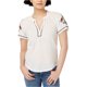 thumbnail image 1 of Lucky Brand - Camiseta henley con manga bordada para mujer, color blanco roto, extragrande, 1 of 1