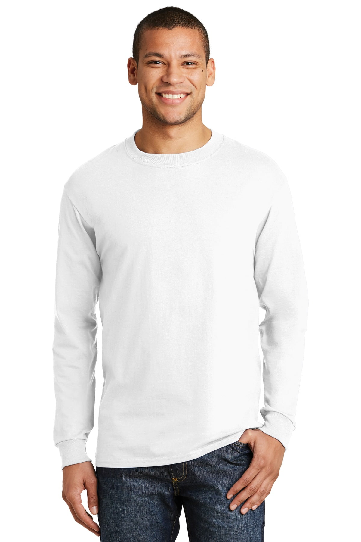 Hanes Beefy-T 100% Cotton Long Sleeve T-Shirt - Walmart.com