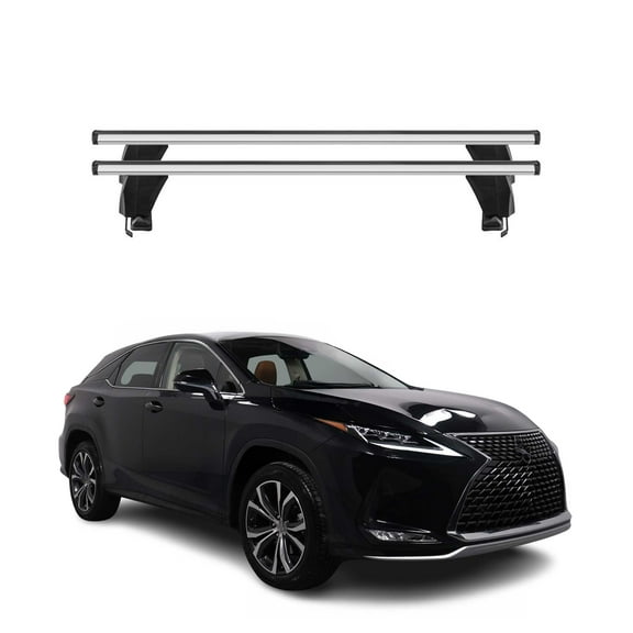 OMAC Top Roof Racks Cross Bars fits Lexus RX 2016-2022 2 Pcs Gray Aluminium Anti-Theft for Travel Kayak Canoe Surf Ski Snowboard Camping