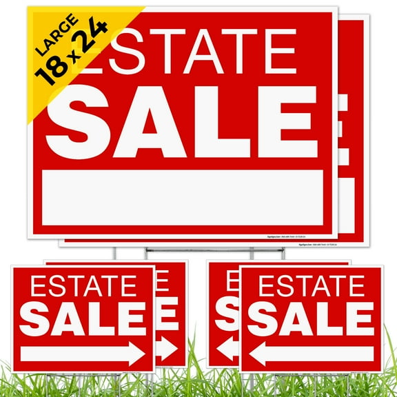Estate Sale Right And Left Arrows Red Sign,