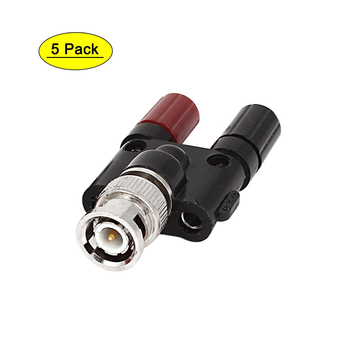5pcs BNC Male Plug to Two Dual Banana Female Jack Coaxial Connector