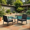 thumbnail image 6 of RONG-3 Patio Furniture Set 3 Piece Resin Outdoor Bistro Set Rocking Patio Chairs with Cushions and Table for Porch, Poolside, Balcony and Yard，Grey，Rocking Bistro Sets, 6 of 7