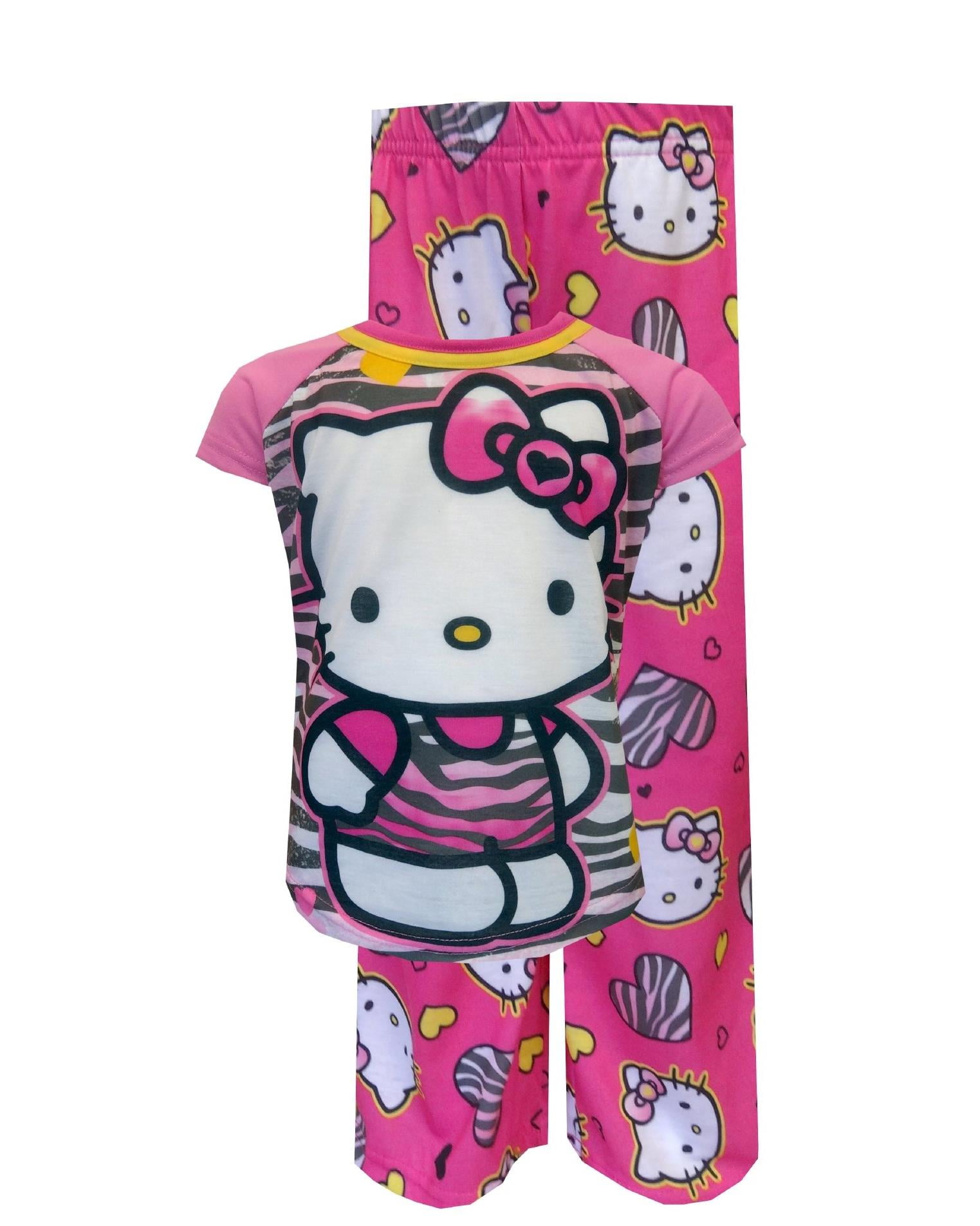 Hello Kitty Zebra Kitty Pajamas for Little Girls, Pink, Size 6