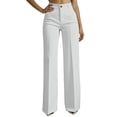 thumbnail image 7 of Inglocry Dress Pants Women 2026 Fashion High Waist Straight Leg Office Work Slacks Business Casual Trousers with Pockets White L, 7 of 7