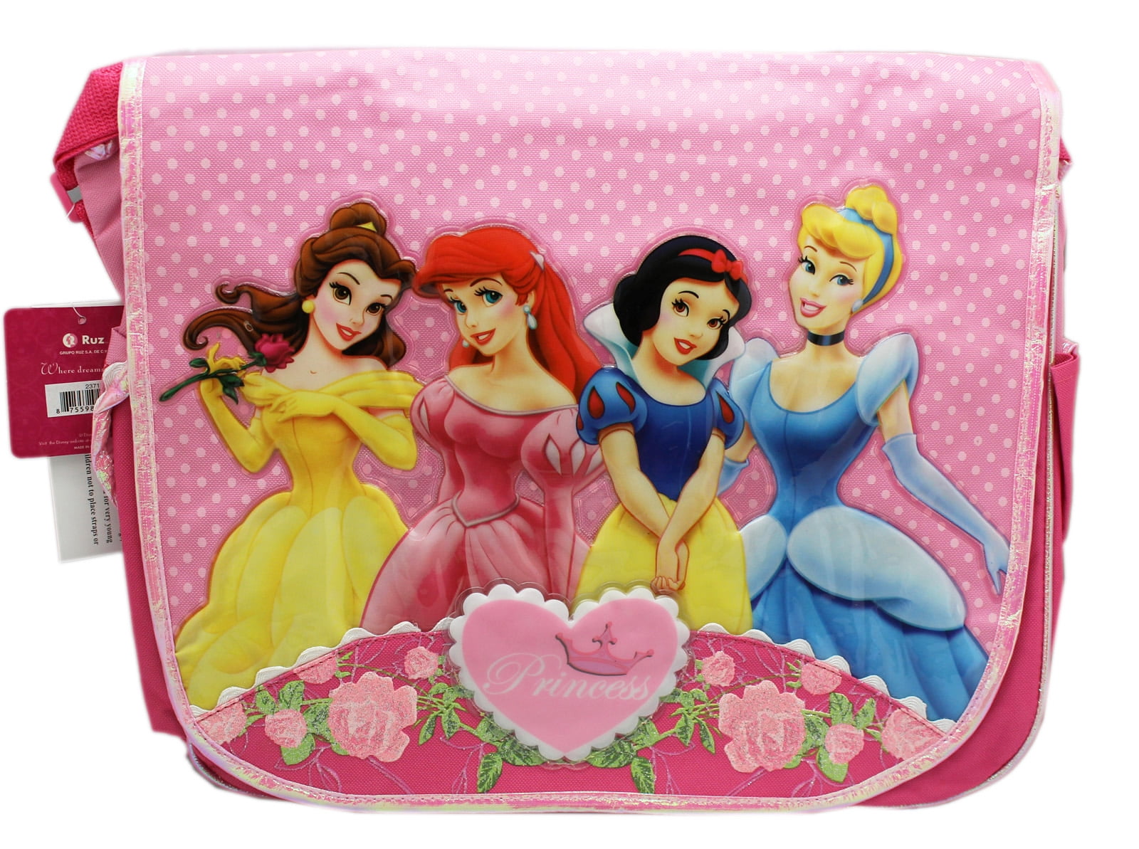Disney Princess Floral Heart Pink Colored Messenger Bag