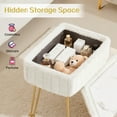 thumbnail image 3 of Kbun Faux Fur Vanity Stool with Storage, Makeup Ottoman Chair with Upholstered Seat, Metal Legs & Anti-Slip Feet for Bedroom, Living Room, White, 3 of 9