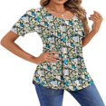 thumbnail image 2 of CHOK Blouses pour Femmes Tunique Plissée à Manches Courtes Hauts Habillés Décontractés Chemises d'Été, 2 of 7