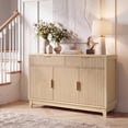 thumbnail image 6 of Poshby 47" Fluted Credenzas Sideboard Buffet Cabinet with 2 drawers, 3 Doors for Living Room, Natural, 6 of 9